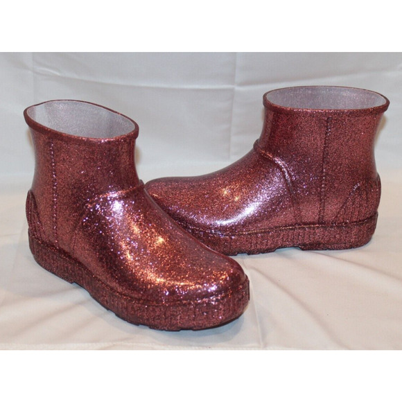 UGG WOMEN'S DRIZLITA WATERPROOF‎ RAIN BOOTS PINK GLITTER YOUTH 5 - Picture 3 of 6